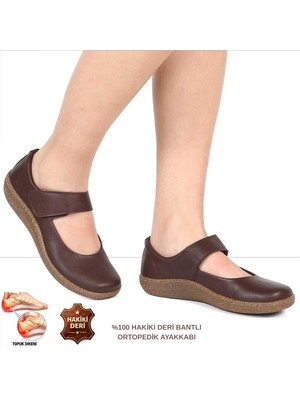 Cozi Company %100 Hakiki Deri Tam Ortopedik Bantlı Babet Ayakkabı