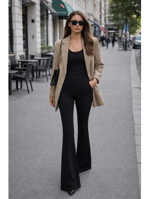 Thin Shop Ispanyol Paça Gündüz Gece Kullanışlı Toparlayıcı Çelik Kumaş Pantalon