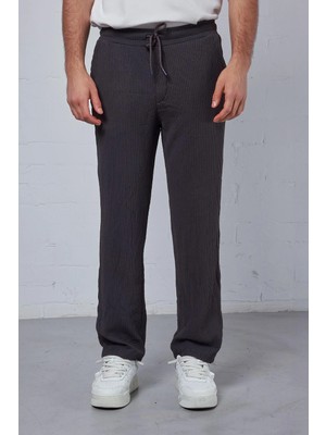 Abluka Online Erkek Fitilli Baggy Fit Rahat Eşofman Antrasit