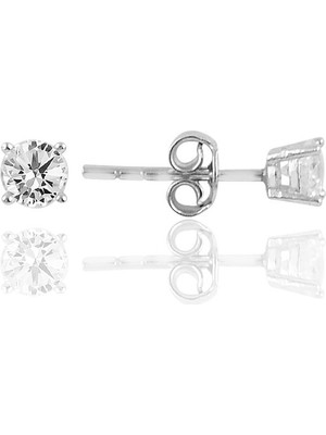 Söğütlü Silver Gümüş 925 Ayar Zirkon Taşlı Tek Taş Kupe Kadınlar İçin Şık Tasarım