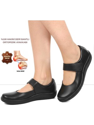 Cozi Company %100 Hakiki Deri Tam Ortopedik Bantlı Babet Ayakkabı