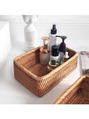 Dikdörtgen Rattan Banyo, Makyaj ve Mutfak Organizeri & Çok Amaçlı Düzenleyici