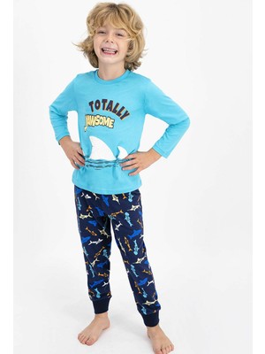 RolyPoly Roly Poly 2357 Totally Jawsome Turkuaz Erkek Çocuk Uzun Kol Pijama Takımı