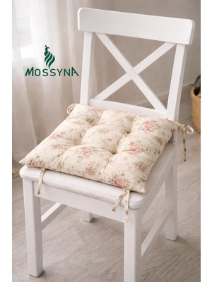 Premium Duck Bezi Çiçekli 40X40 Minder Boncuk Silikonlu Sandalye Minderi 1 Adet