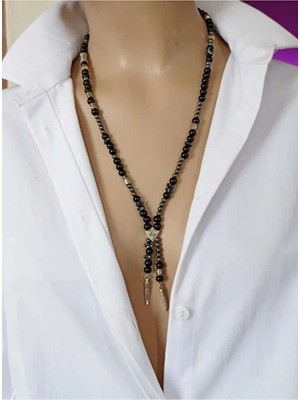 Sinem Şanlı Atelier Gece Siyah Oniks Hematit Doğal Taş Unisex Kolye