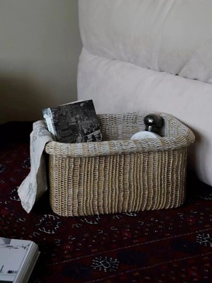 Doğal Hasır Organizer Sepet & Çok Amaçlı Mutfak, Banyo ve Makyaj Düzenleyici