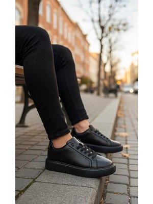 Homiro Unisex Su Geçirmez Faylon Taban Sneaker - Siyah