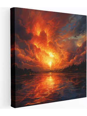 Popcas Gündoğumu Alev Duvar Sanatı - Duvar Sanatı Kanvas Tablo Parlak