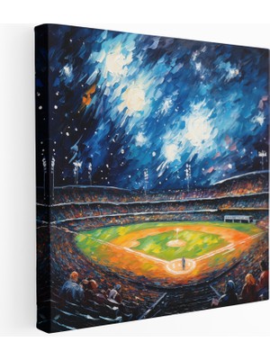 Popcas Yıldızlı Gece Beyzbol Kanvas Tablo
