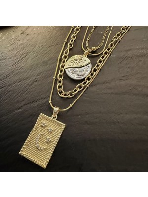 Bimia Moon & Star 4'lü Çelik Kolye Seti