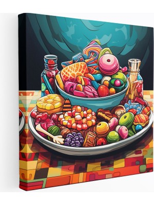 Popcas Pop Art Şeker Masa Duvar Sanatı - Kanvas Tablo - Kanvas Duvar Sanatı