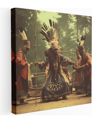 Popcas Kızılderili Tuval Tablo - Vintage Yerli Amerikan Dansçıları - Kızılderili Tuval Duvar Sanatı Fotoğraf Duvar Sanatı