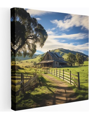 Popcas Rustik Çiftlik Kanvas Tablo - Çiftlik Ev Dekorasyonu Köy Şıklığı