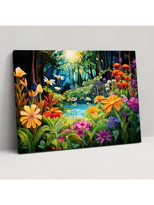 Popcas Renkli Zen Bahçesi Kanvas Tablo - Ev Dekorasyonu Duvar Sanatı