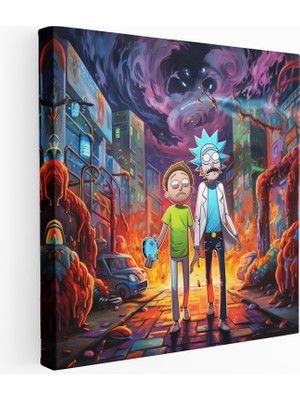 Popcas Rick ve Morty Graffiti Kanvas Tablo