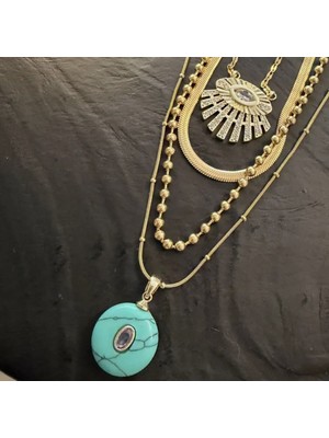 Bimia Diamond Eye 4'lü Çelik Kolye Seti