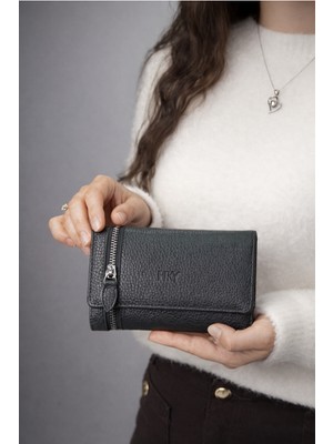 Hky Orta Boy Isme Özel Tasarım Fermuar Detaylı Orta Boy Kadın Cüzdan