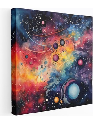 Popcas Yıldız Haritası Kanvas Tablo - Yıldız Haritası Kanvas Tablo Soyut Suluboya Tablo Gezegenler