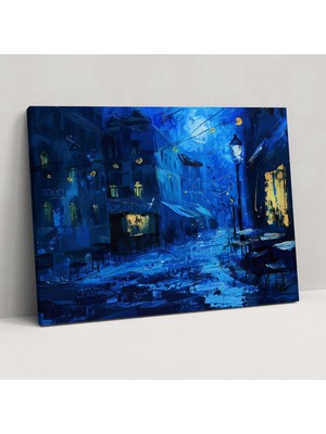 Popcas Vincent Van Gogh Cafe Terrace At Night Tablo Baskısı - Ev Dekorasyonu Kanvas Tablo Duvar Sanatı