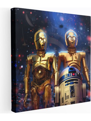 Popcas Star Wars Temalı Duvar Dekorasyonu - R2-D2 &amp; C-3po Galaktik Ikilisi - Kanvas Tablo