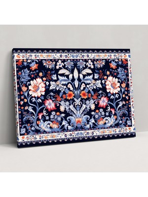 Popcas Türk Halı Desenli Duvar Sanatı Baskısı - Türk Halısı Deseni Doğadan Esinlenen Motifler Ev Dekorasyonu