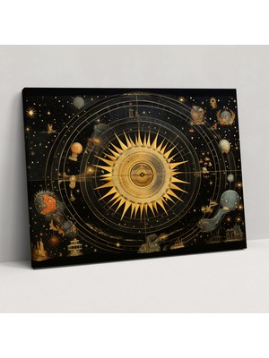 Popcas Gök Atlası Kanvas Tablo Baskısı - Dünya Haritası Gök Cisimleri Duvar Dekorasyonu Ev Dekorasyonu