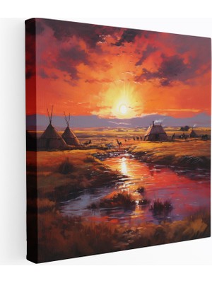 Popcas Kızılderili Duvar Sanatı - Kızılderili Kanvas Tablo Izlenimci Sanat Eseri