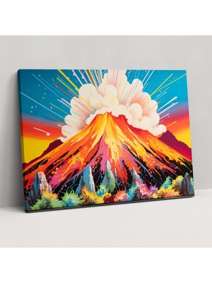 Popcas Volkan Pop Sanat Duvar Dekorasyonu - Canlı Renklerle Kanvas Tablo
