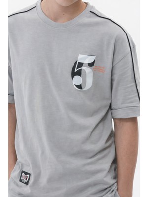 Haykids Erkek Çocuk Slate Mavi Grafik Baskılı T-Shirt ve Şort Seti – Nefes Alabilir, Rahat Yaz Takımı