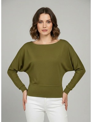 Mersi Kayık Yaka Bluz Yeşil