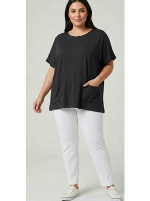 Modelist Geniş Kalıp Cepli Vıskon Bluz