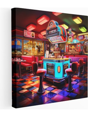 Popcas Retro Diner Kanvas Tablo