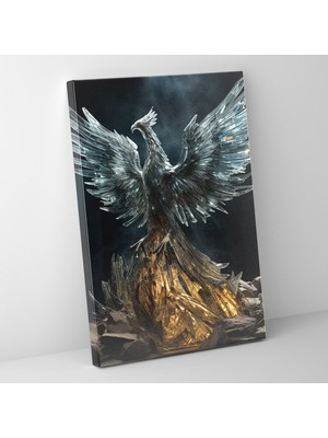 Popcas Gerçekçi Cam Heykel - Paramparça Anka Kuşu Kanvas Tablo - Gerçekçi Cam Heykel Kanvas Duvar Sanatı Yeniden Doğuş Parçalar