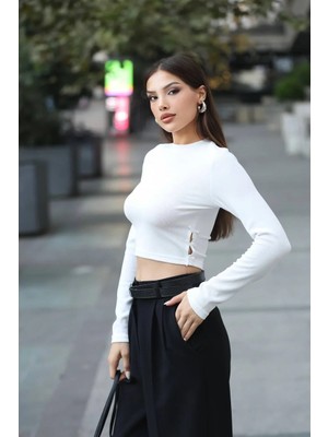 Mersi Beyaz Bluz Ottoman Yan Kurdele Detay