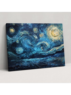 Popcas Yıldızlı Gece Gökyüzü Vincent Van Gogh Kanvas Tablo - Vincent Van Gogh Kanvas Duvar Sanatı Duvar Dekorasyonu