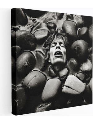 Popcas Rolling Stones Duvar Sanatı - Rolling Stones Doğal Siyah Beyaz Fotoğrafçılık Duvar Sanatı