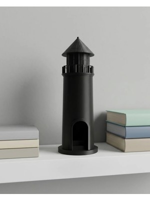 UMD Tekno 3D Deniz Feneri Mumluk Siyah Dekoratif Masa Üstü Aksesuar Uygun