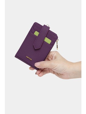 Massarelli Rewina x Hakiki Deri Kadın Cüzdan Kartlık ve Para Bölmeli Mor MCZ9103