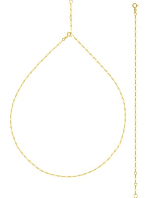 Bolek Jewellery 14 Ayar Altın Pullu Minimal Zincir Set