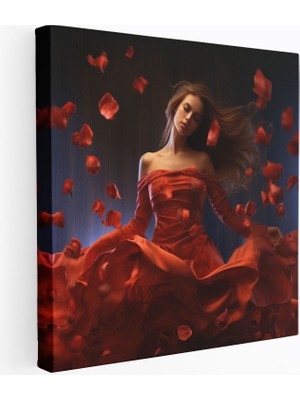 Popcas Romantik Gül Yaprakları Duvar Sanatı - Romantik Duvar Dekorasyonu Zarafet Kanvas Tablo