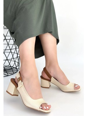 Mesga Butik Alessi Bej Rugan Topuklu Ayakkabı