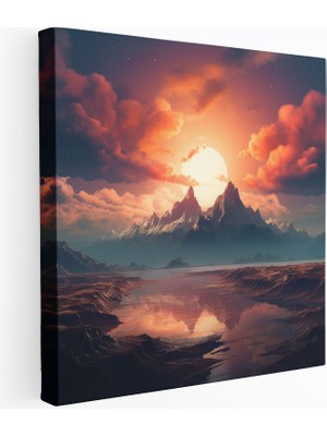 Popcas Rüya Günbatımı Dağ Manzara Kanvas Tablo - Duvar Dekorasyonu Duvar Sanatı
