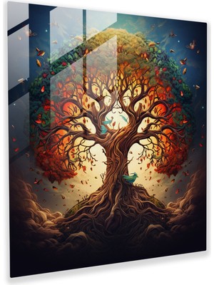 Popcas Yaşam Ağacı Tablo Sanatı - Kanvas Tablo Doğa Temalı Duvar Dekoru