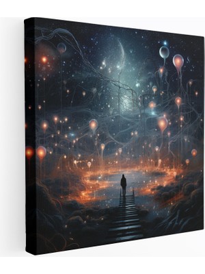 Popcas Hayalperest Yıldız Haritası Kanvas Tablo - Yıldız Haritası Sanatsal Temsil Gerçeküstü Atmosfer