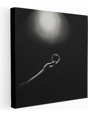Popcas Yüzüklerin Efendisi Duvar Sanatı - Minimalist Yüzük Kanvas Tablo - Yüzüklerin Efendisi Karanlık Gölge Ikonik Yüzük Siyah Beyaz Eskiz