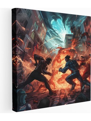 Popcas Süperkahraman Savaşı Komik Kitap Kanvas Tablo