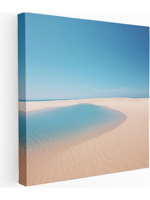 Popcas Deniz Manzaralı Duvar Dekorasyonu - Minimalist Plaj Fotoğrafçılığı - Deniz Manzarası Kanvas Tablo Berrak Mavi Gökyüzü Duvar Sanatı