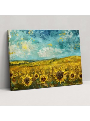 Popcas Vincent Van Gogh Ayçiçeği Tarlası Duvar Sanatı - Ev Dekorasyonu ve Duvar Süslemesi Için Kanvas Tablo