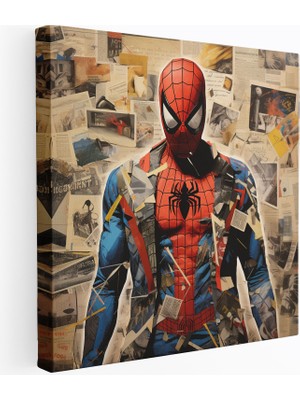 Popcas Spiderman Kanvas Tablo - Koleksiyon Sanat Duvar Dekorasyonu - Süper Kahraman Amblemi Duvar Dekorasyonu