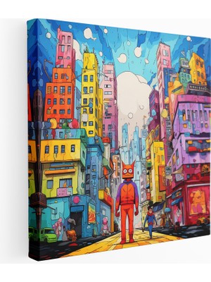 Popcas Çizgi Film Süper Kahraman Çifti Kanvas Tablo